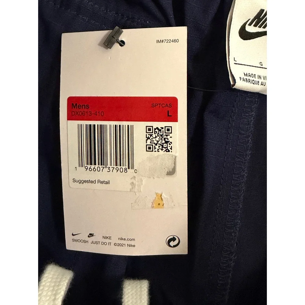 Nike Cargo Pants Mens Large Navy Blue Ripstop Loose Fit Straight Leg DX0613-410